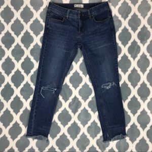 FREE PEOPLE Frayed Skinny Distressed  Ankle Jeans
